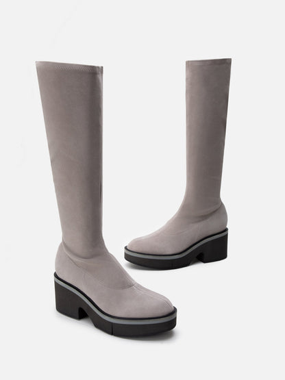 HIGH BOOTS - ANKI, suede stretch stone - 3606064041682 - Clergerie Paris - Europe