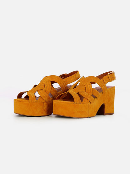 SANDALS - CHOU sandals, mango suede goatskin - 3606063971485 - Clergerie Paris - Europe