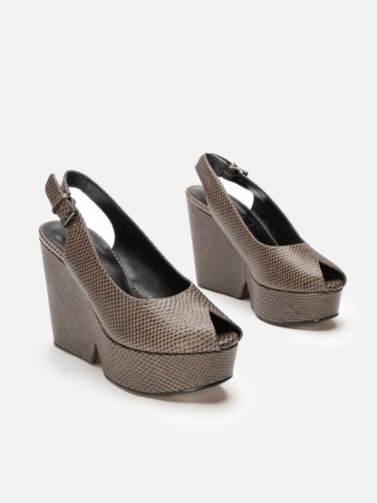 WEDGES - DYLAN, snake - effect stone - 3606064049565 - Clergerie Paris - Europe