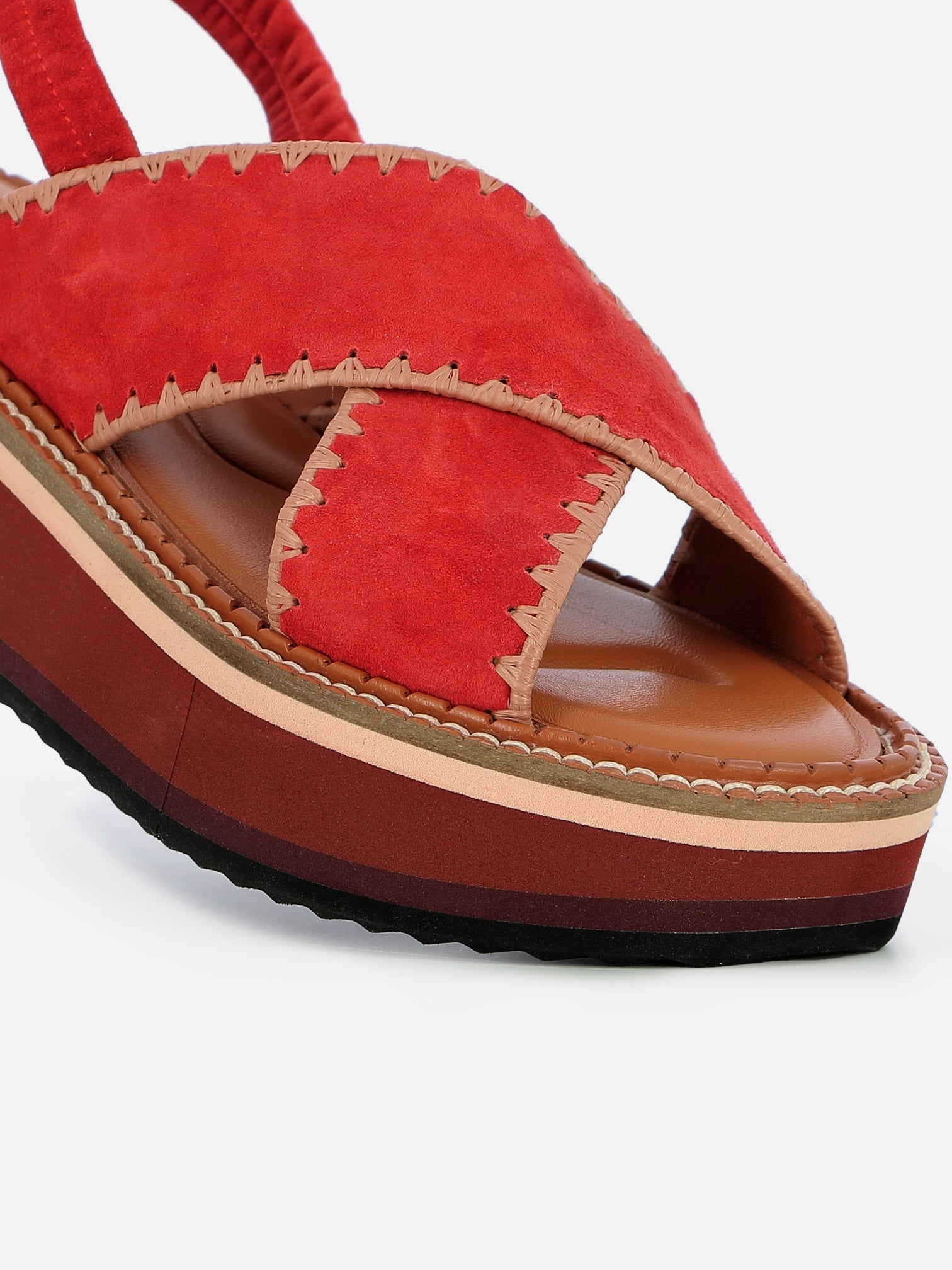 SANDALS - FREEDOM sandals, suede red - 3606063962469 - Clergerie Paris - Europe