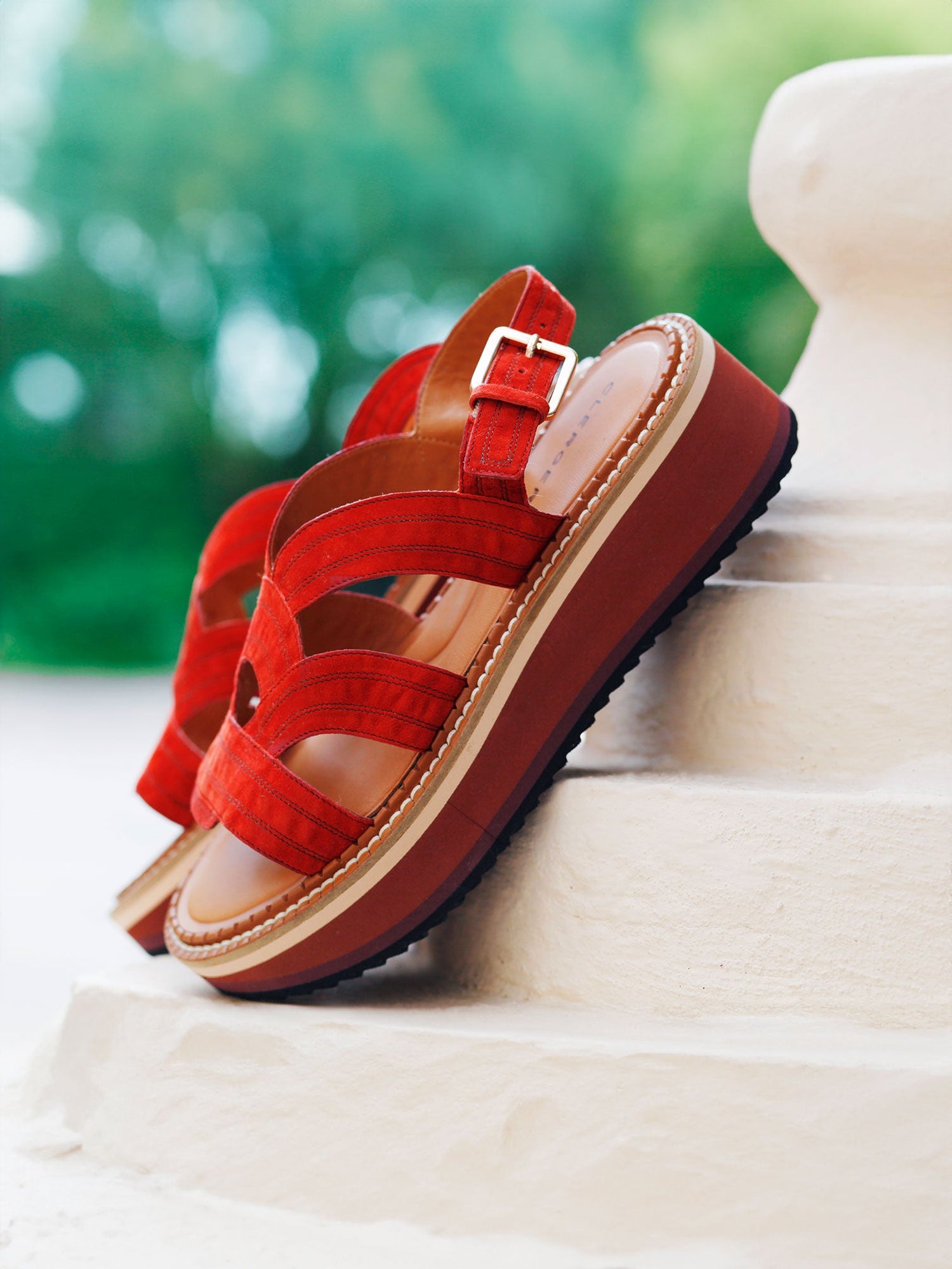 SANDALS - FRESIA sandals, suede red - 3606063964678 - Clergerie Paris - Europe