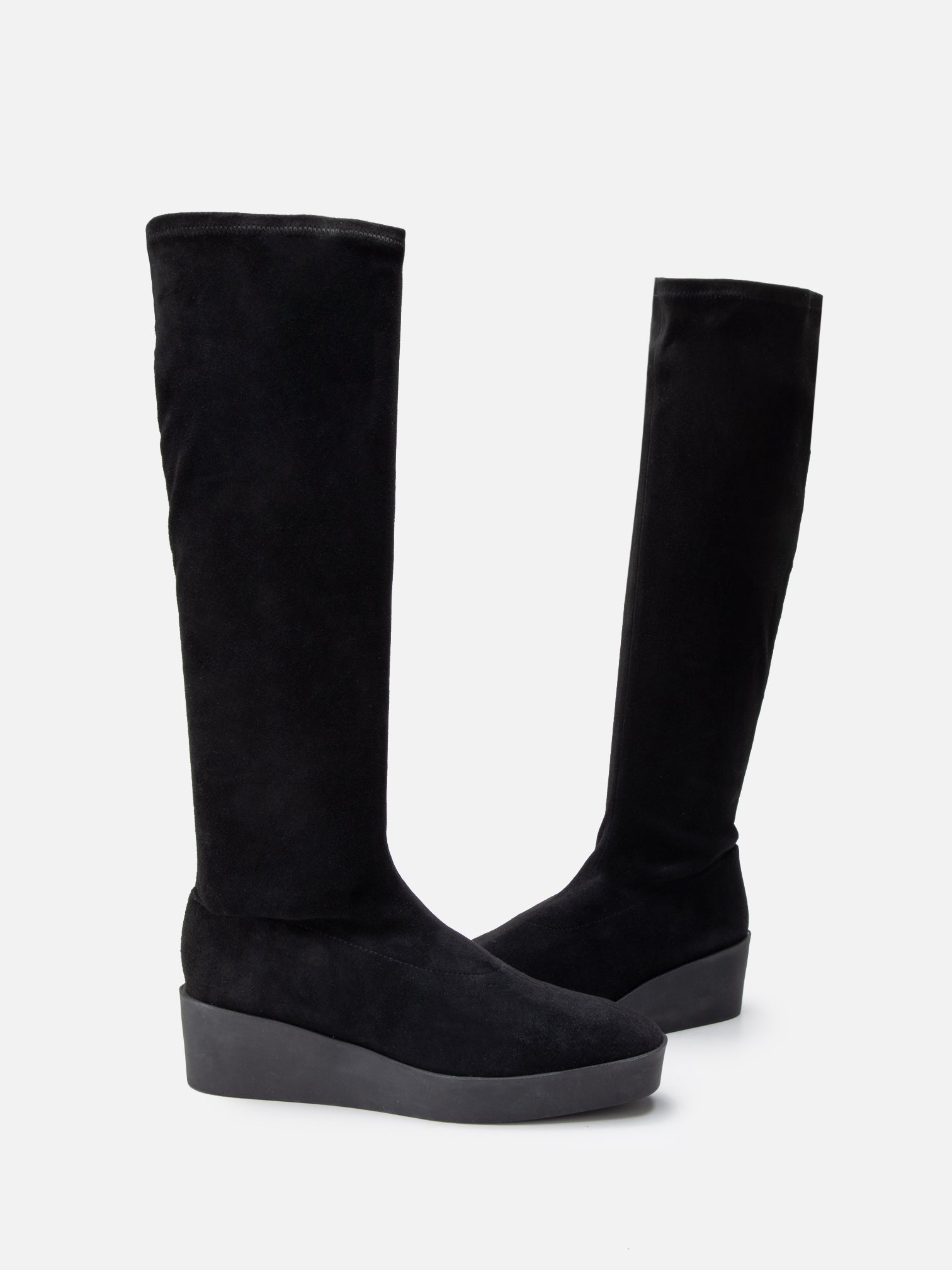 HIGH BOOTS - LOANE, suede stretch black - 3606064091380 - Clergerie Paris - Europe