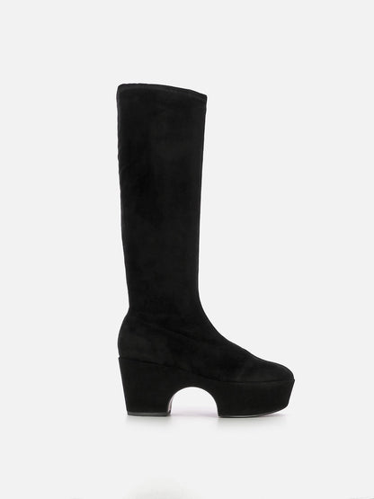 HIGH BOOTS - NASHI, suede stretch black - 3606064116045 - Clergerie Paris - Europe