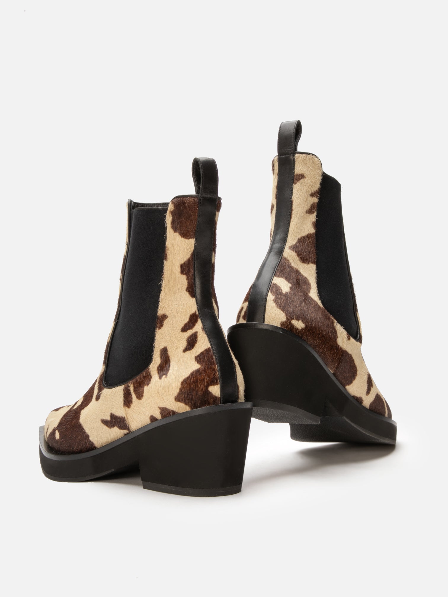 Cow print ankle boots best sale