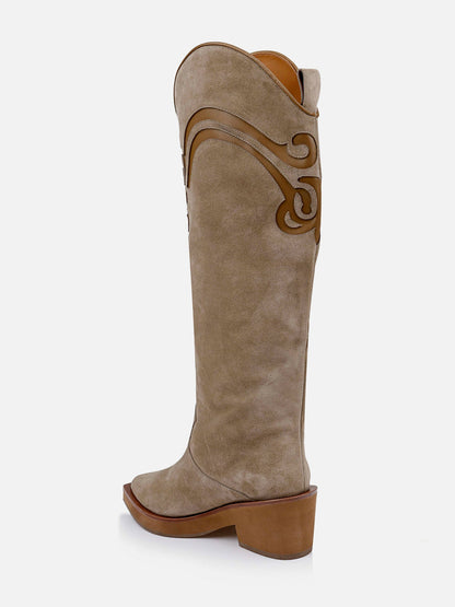 HIGH BOOTS - TERENS, suede gobi - 3606064072211 - Clergerie Paris - Europe