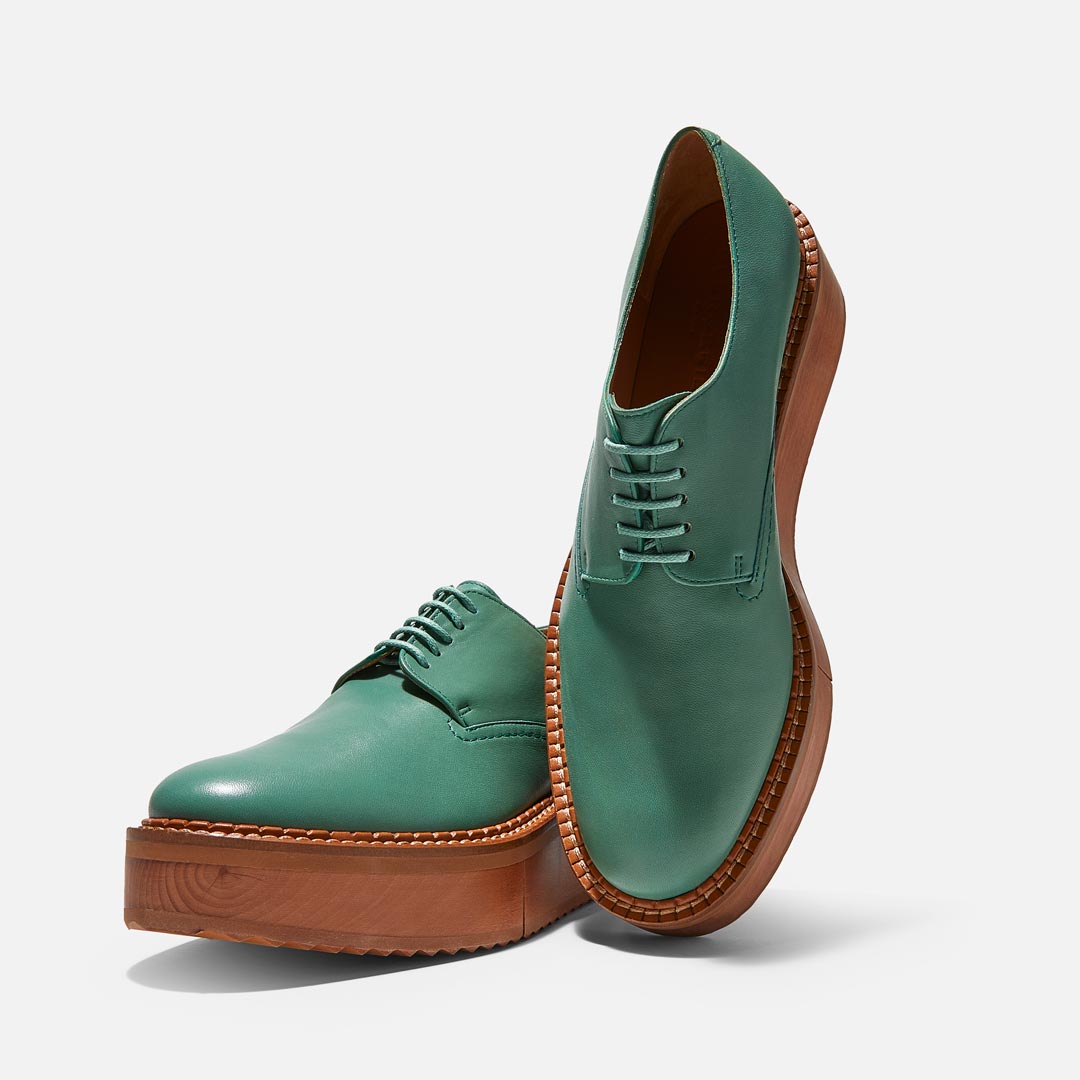 DERBIES BROOK DERBIES MOSS GREEN LAMBSKIN Clergerie Paris