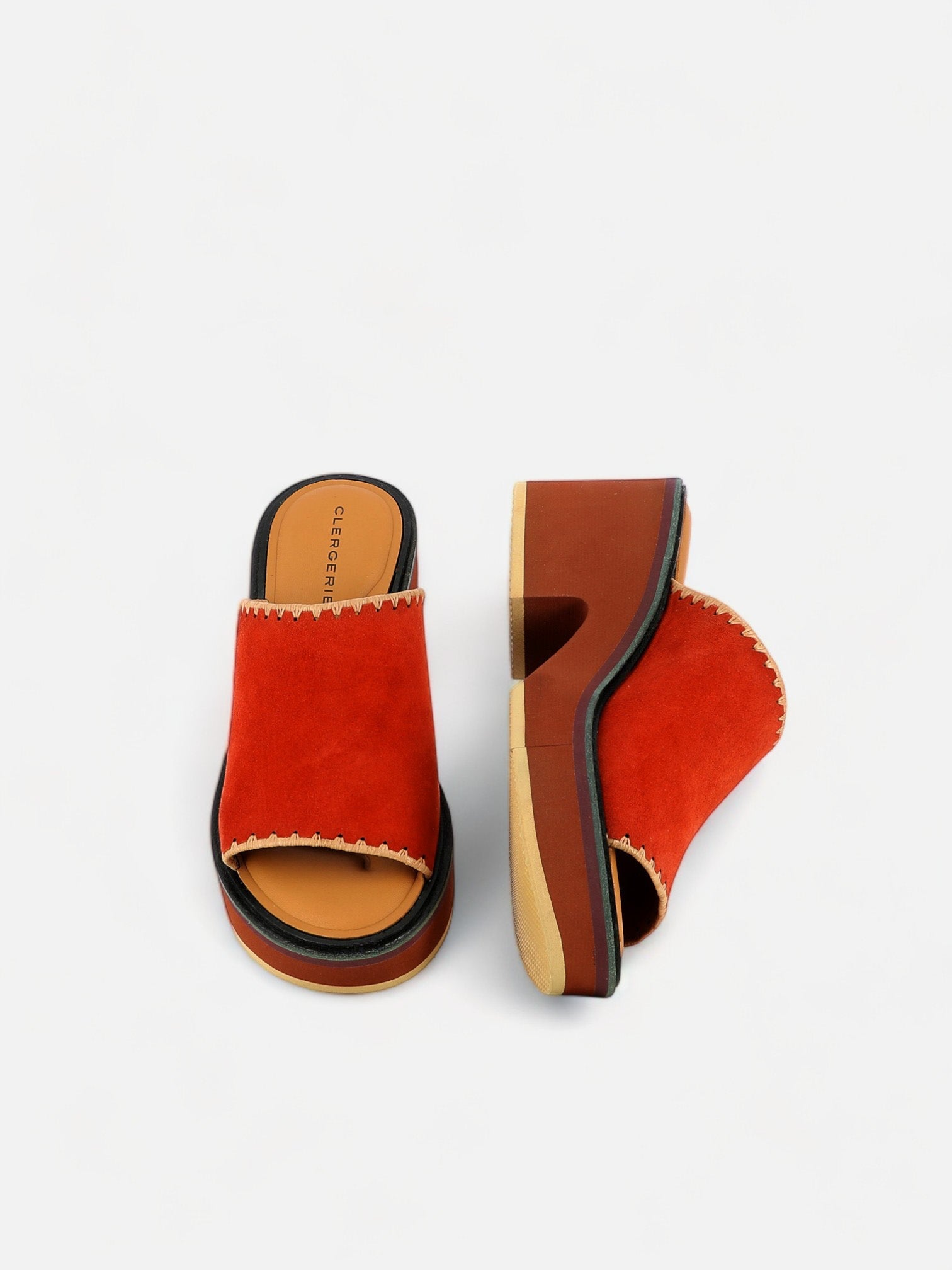 CESSY mules, suede and raffia red - Clergerie Paris – Clergerie 