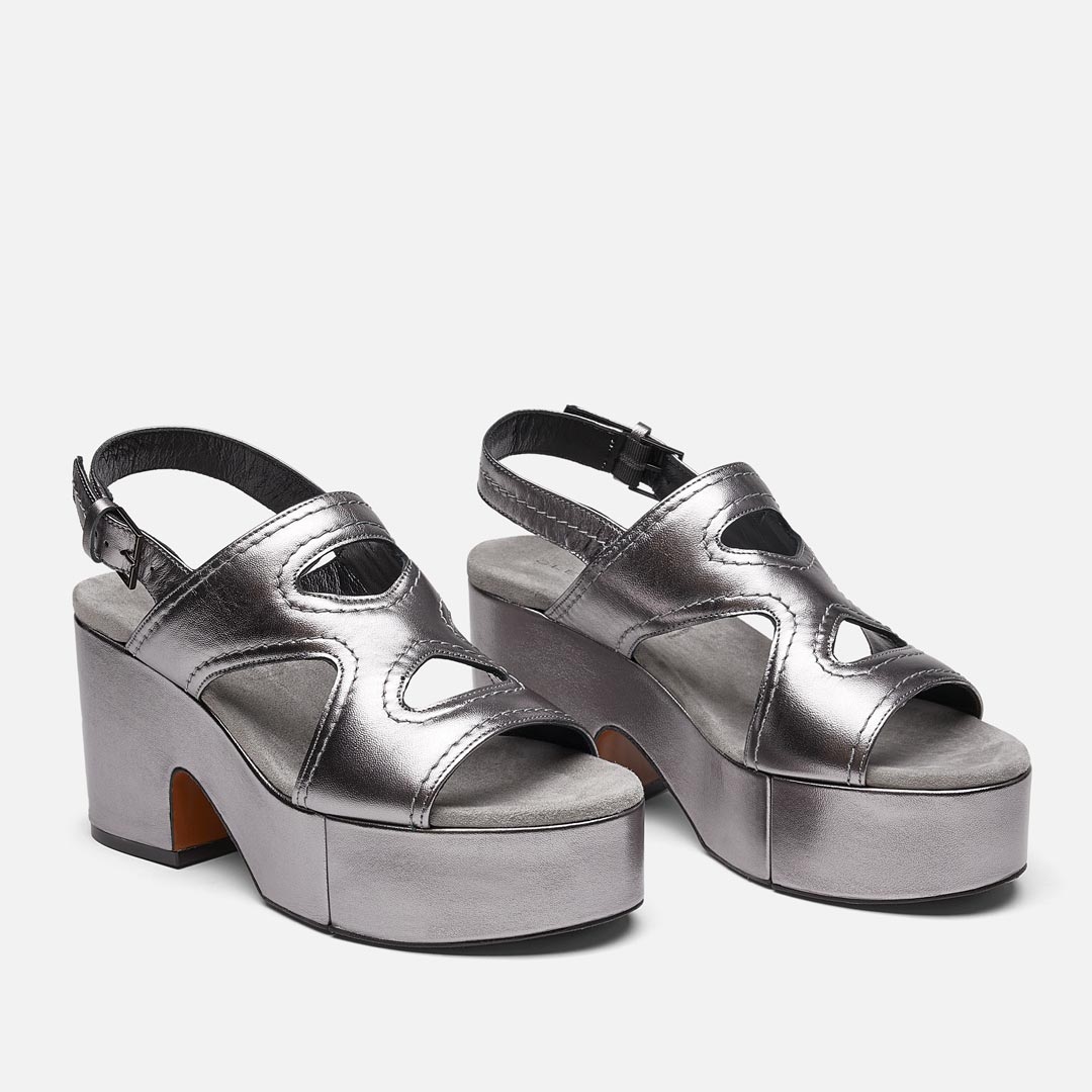 Metallic sales grey sandals