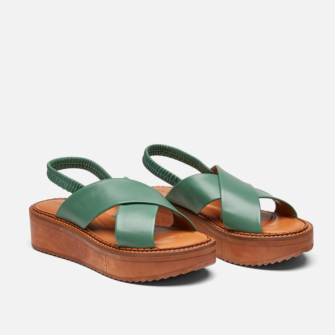 SANDALS FREEDOM SANDALS MOSS GREEN LAMBSKIN Clergerie Paris