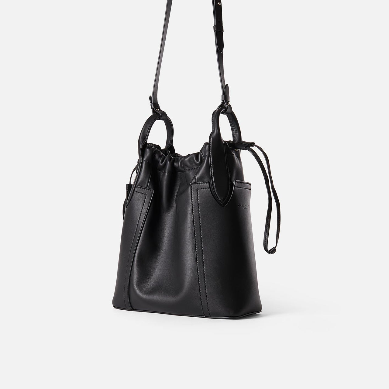 COS Drawstring Leather Bag in Black